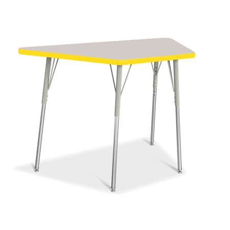 Jonti-Craft Berries Trapezoid Activity Tables, 24 in. x 48 in., A-height, Freckled Gray/Yellow/Gray 6438JCA007